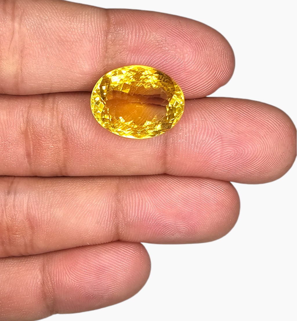 Natural Citrine Stone 11.91 Carats Oval Shape Size 17.2X12.8mm