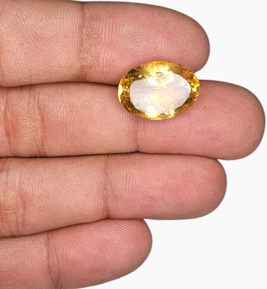 Natural Citrine Stone 9.05 Carats Oval Shape Size 15.5x11.8mm