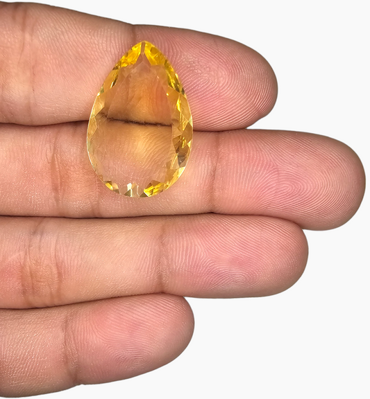 Natural Citrine Stone 15.73 Carats Pear Shape Size 25X17.5mm