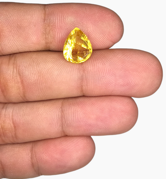 Natural Citrine Stone 3.51 Carats Pear Shape Size 11.8X9mm