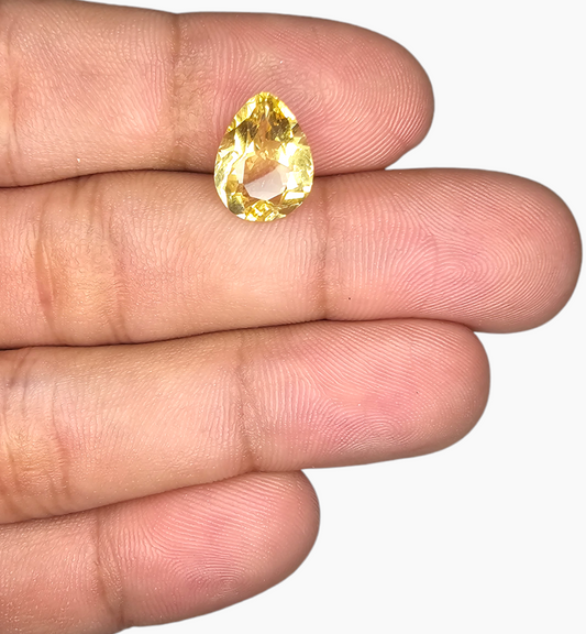 Natural Citrine Stone 3.66 Carats Pear Shape Size 12.5X9.5mm