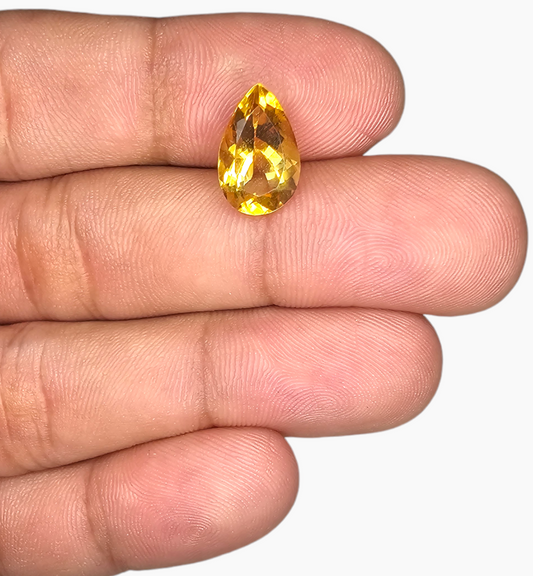 Natural Citrine Stone 3.67  Carats Pear Shape Size 13.5X8.5mm