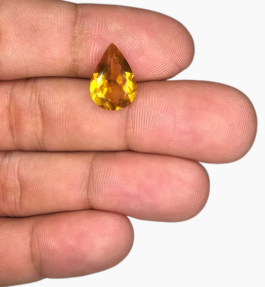 Natural Citrine Stone 3.78 Carats Pear Shape Size 14X10mm