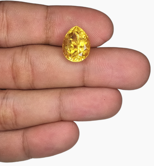 Natural Citrine Stone 6.63 Carats Pear Shape Size 13.5X10.5mm