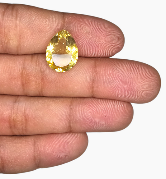 Natural Citrine Stone 7.72  Carats Pear Shape Size 16X12mm