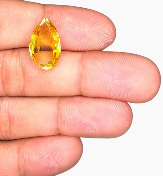 Natural Citrine Stone 8.61 Carats Pear Shape Size 17.5X10.5mm