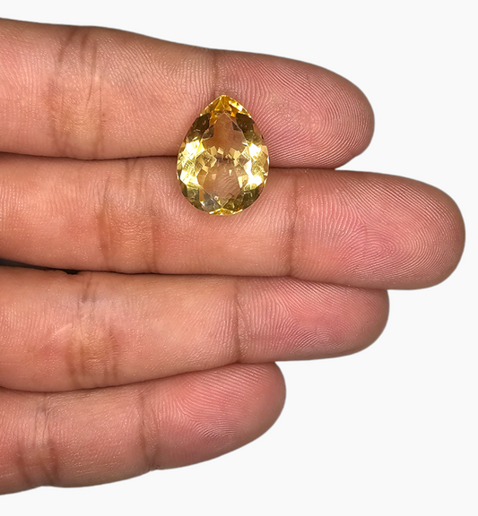 Natural Citrine Stone 9.56 Carats Pear Cabochon Shape Size 17X13mm