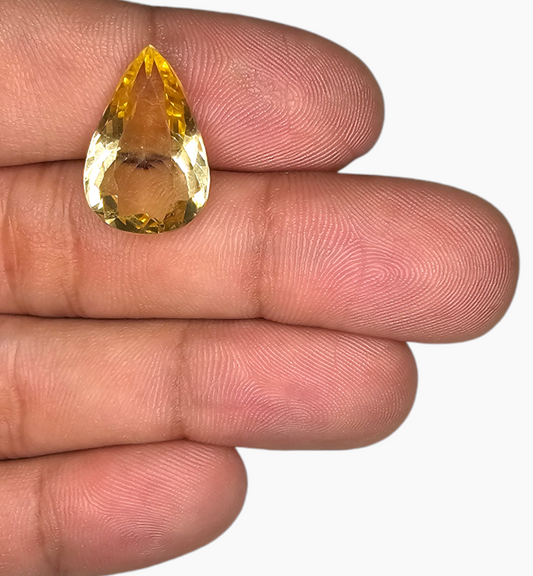 Natural Citrine Stone 9.71 Carats Pear Shape Size 19.3X13mm