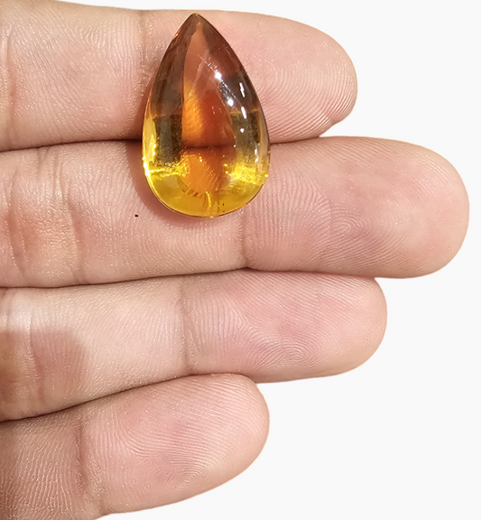 Natural Citrine Stone 19.51 Carats Pear Cabochon Shape Size 25X14.5mm