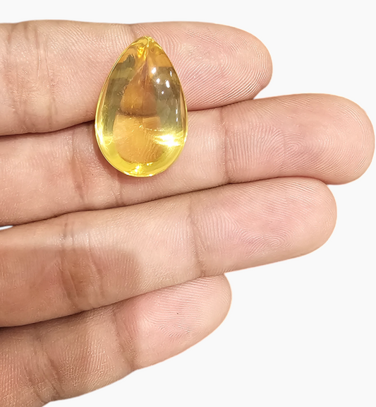 Natural Citrine Stone 22.08 Carats Pear Cabochon Shape Size 25X16mm