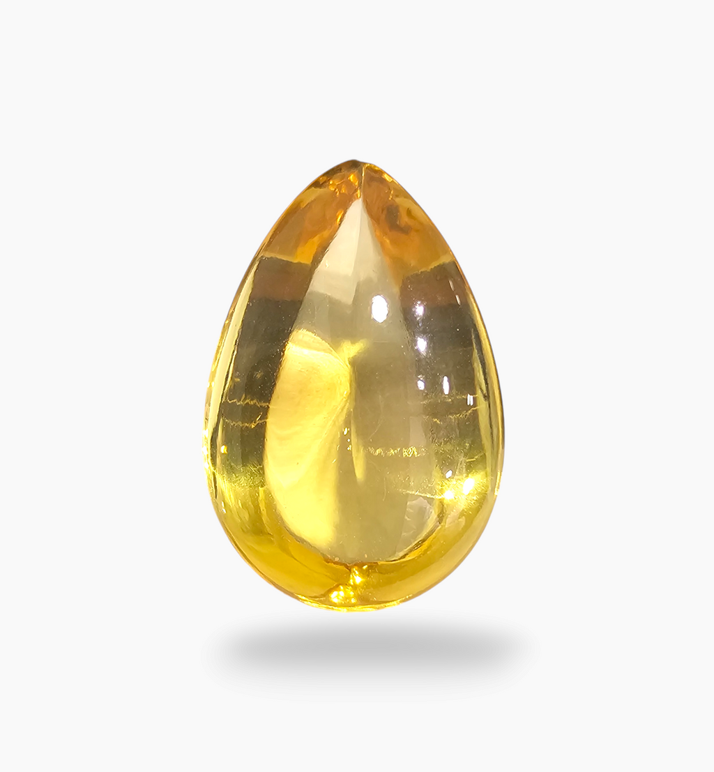 Natural Citrine Stone 22.08 Carats Pear Cabochon Shape Size 25X16mm