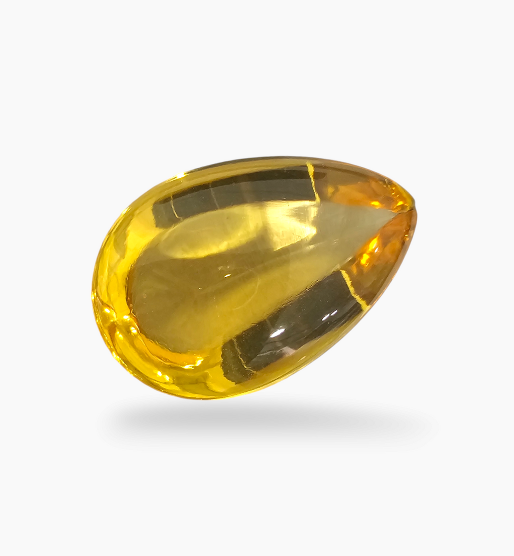 Natural Citrine Stone 22.08 Carats Pear Cabochon Shape Size 25X16mm