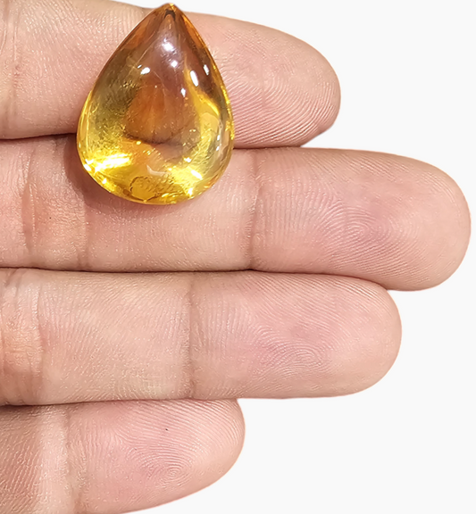 Natural Citrine Stone 26.49 Carats Pear Cabochon Shape Size 25X18.3mm