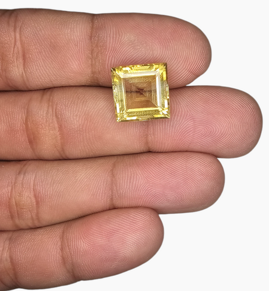 Natural Citrine Stone 7.53 Carats Princess Shape Size 12X12mm