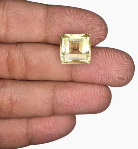 Natural Citrine Stone 9.52 Carats Princess Shape Size 12X12mm