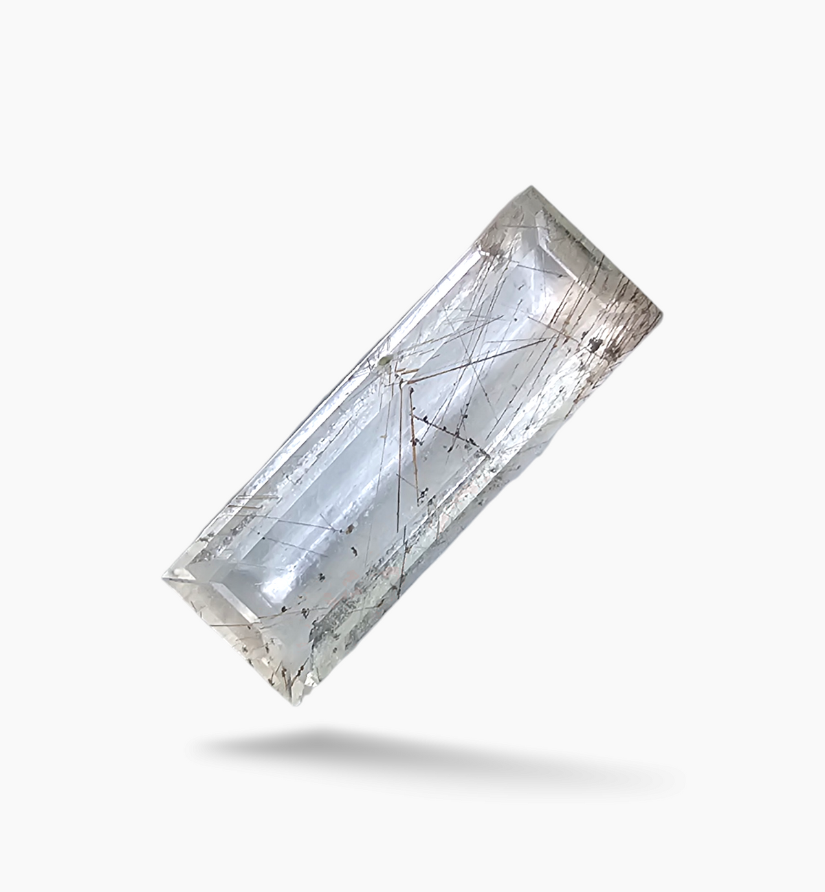 Copper Rutile Baguette Stone 9.22 Carats  25.5x8 mm