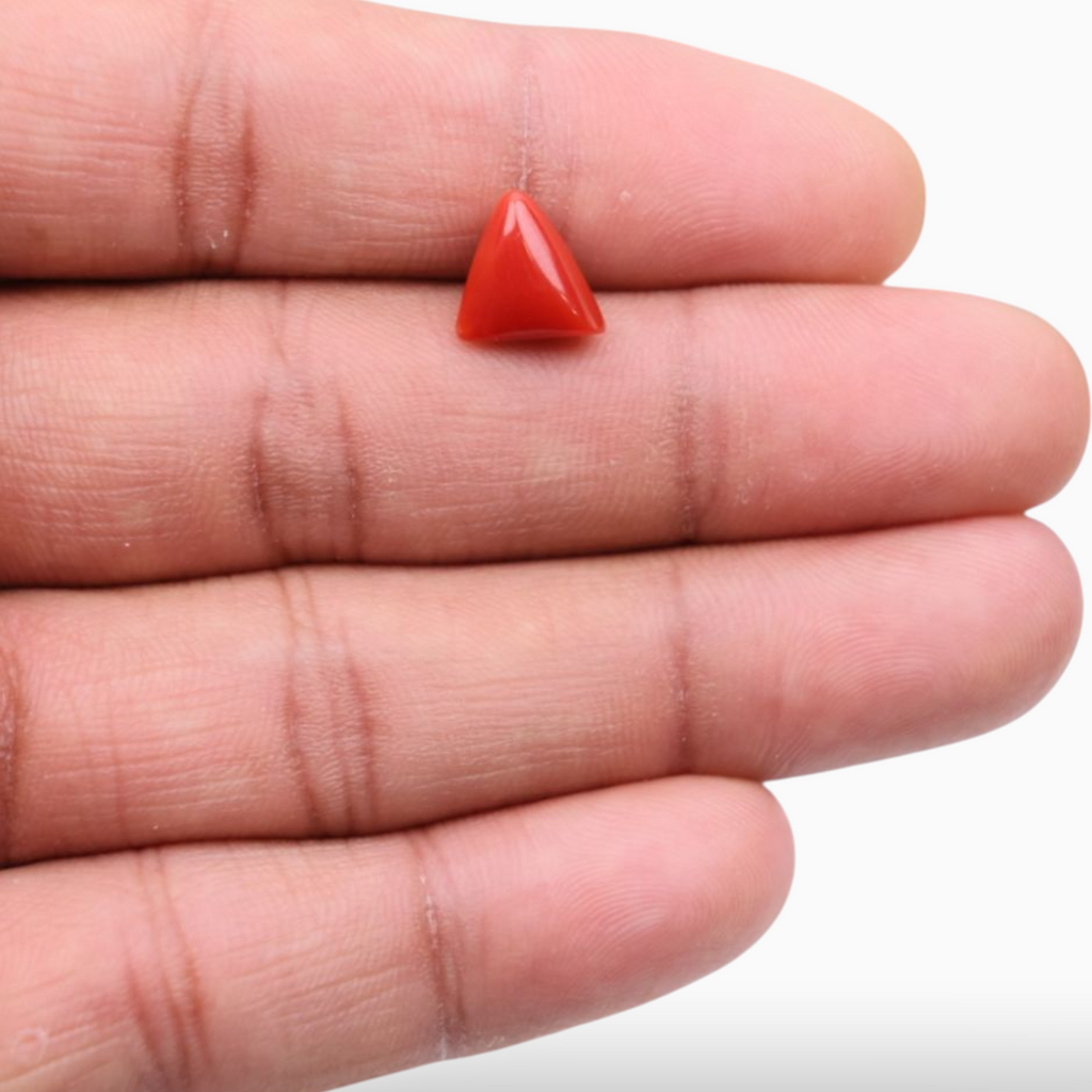 Coral Stone For Sale 3.10 Carats Triangle Shape Size 9.6mm