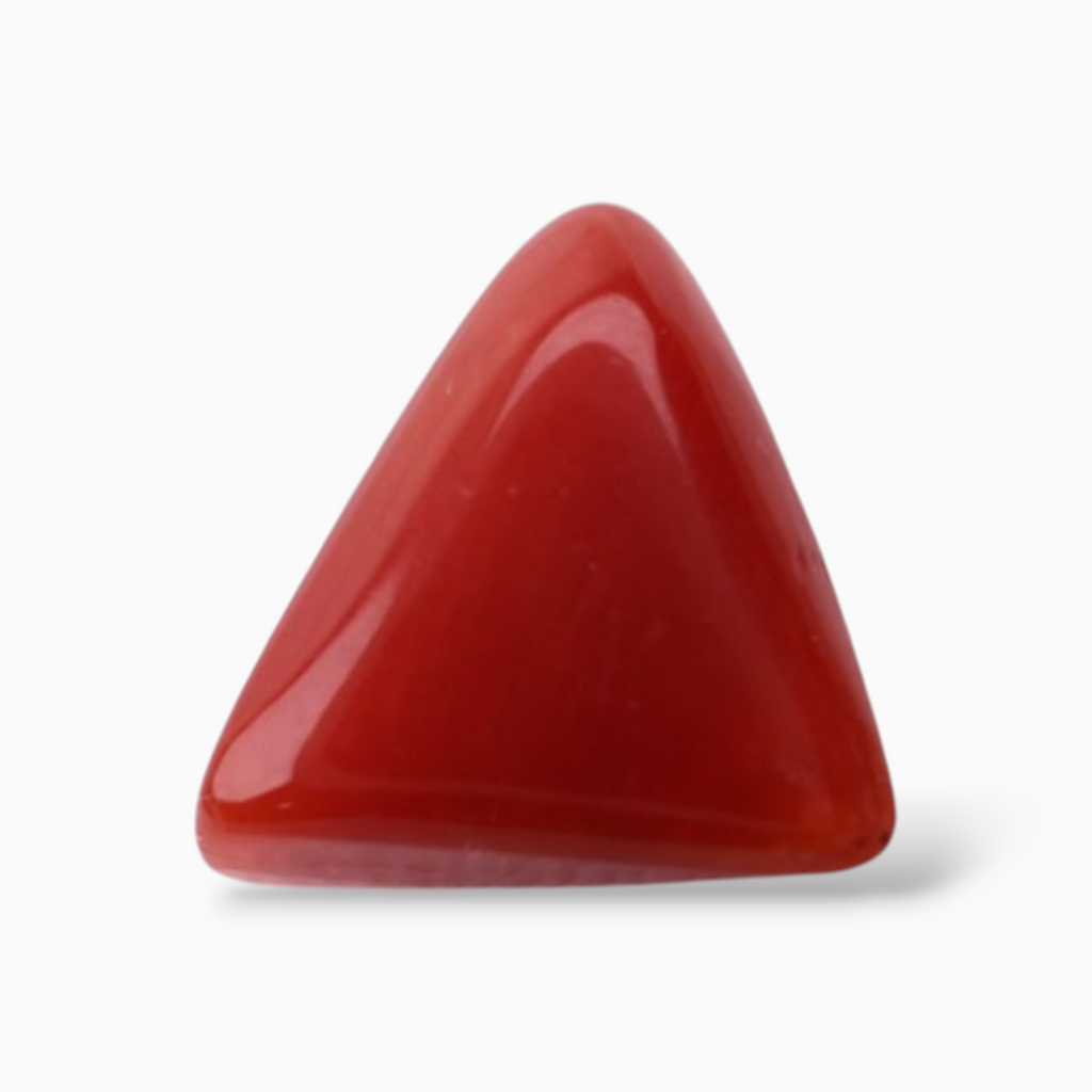 Coral Stone For Sale 3.10 Carats Triangle Shape Size 9.6mm