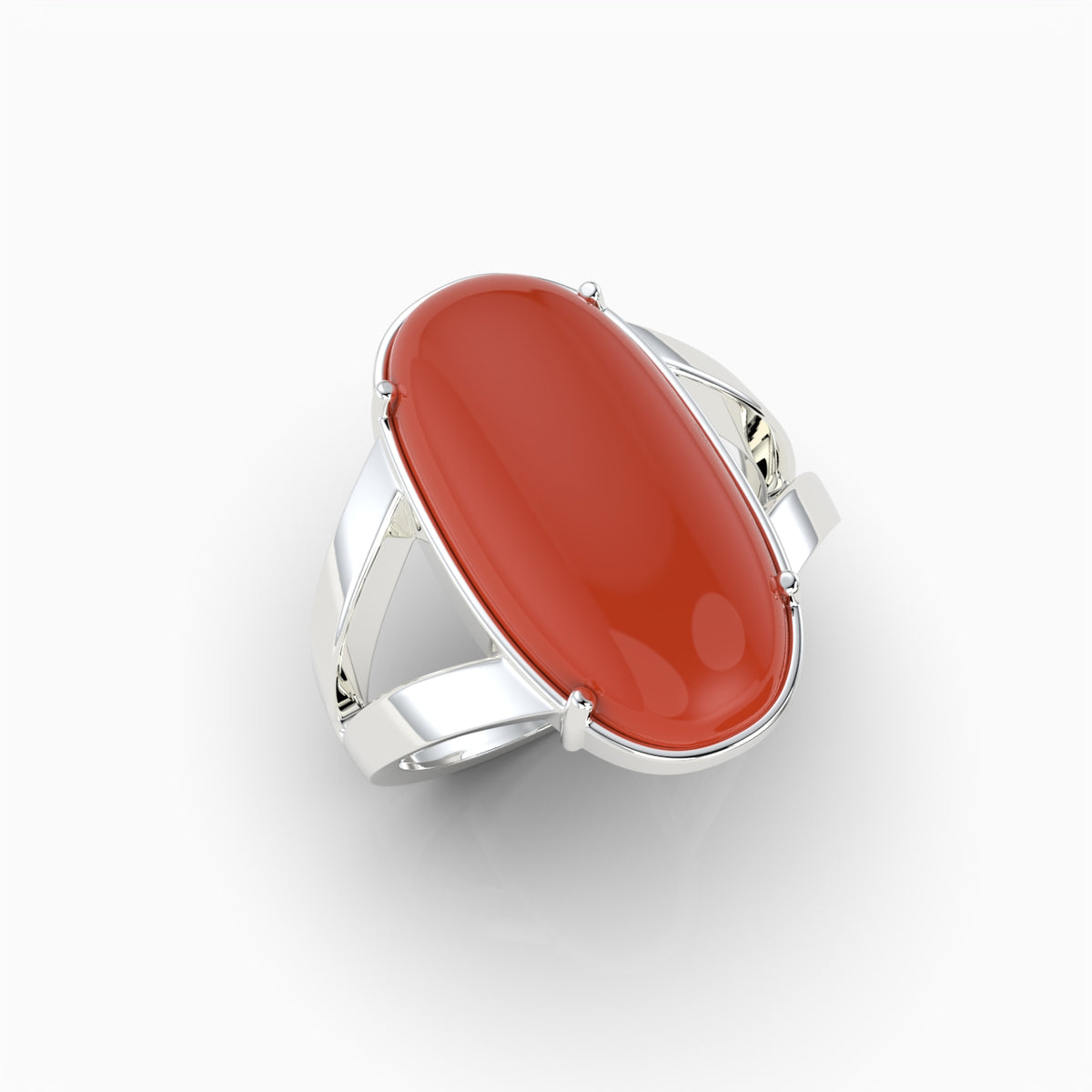Natural Coral Ring in Capsule Shape - Alitzel