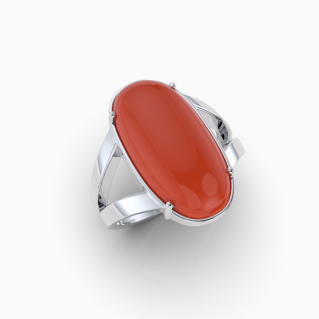 Natural Coral Ring in Capsule Shape - Alitzel