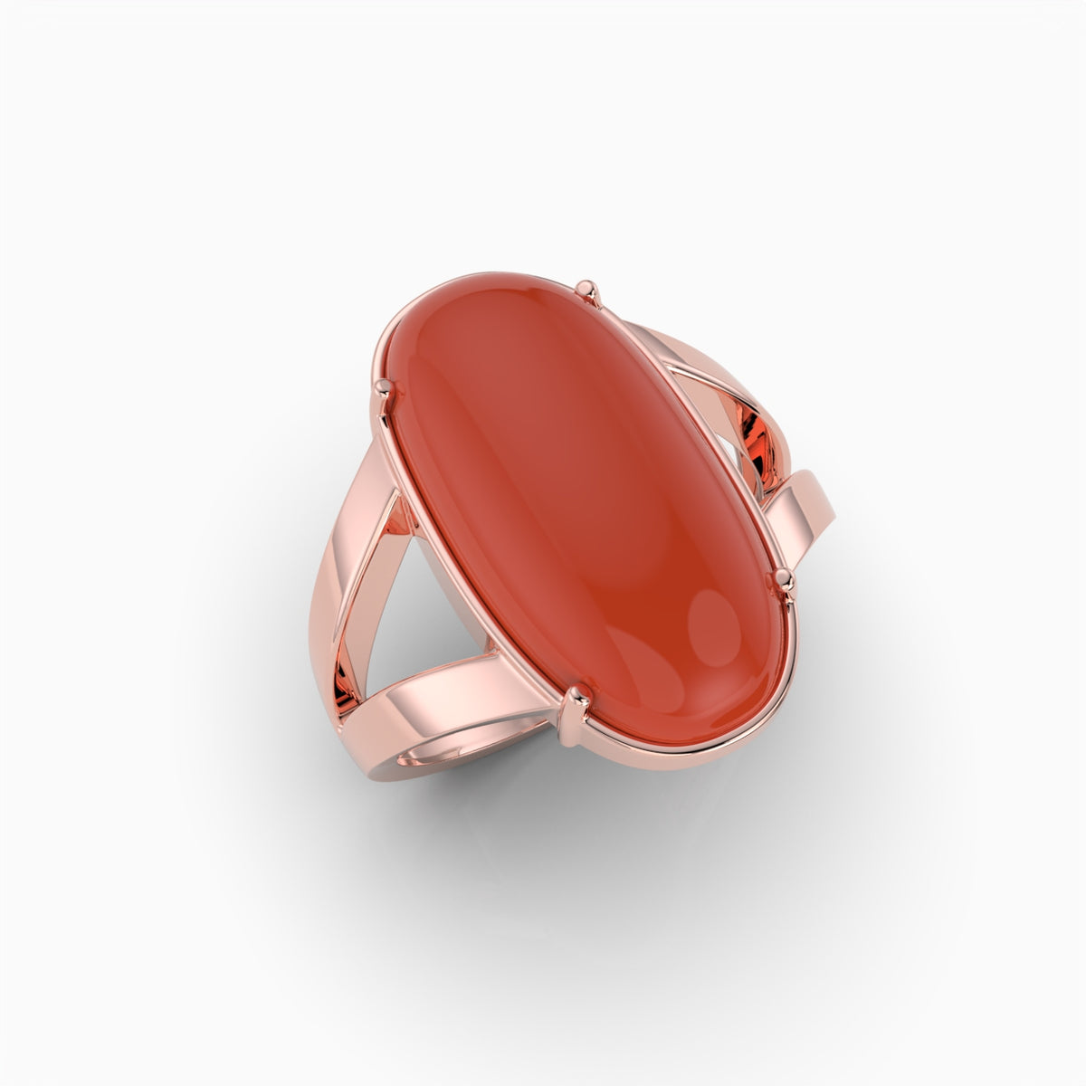 Natural Coral Ring in Capsule Shape - Alitzel