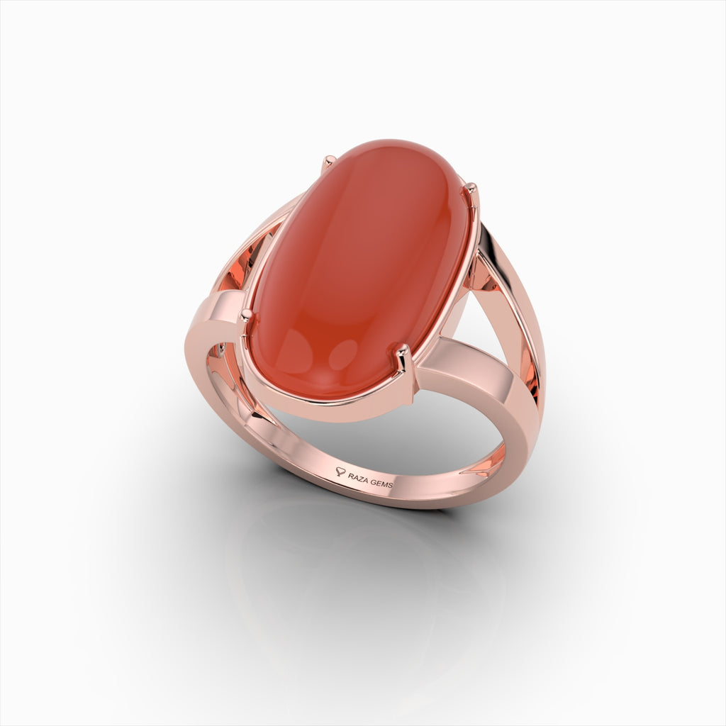 Natural Coral Ring in Capsule Shape - Alitzel