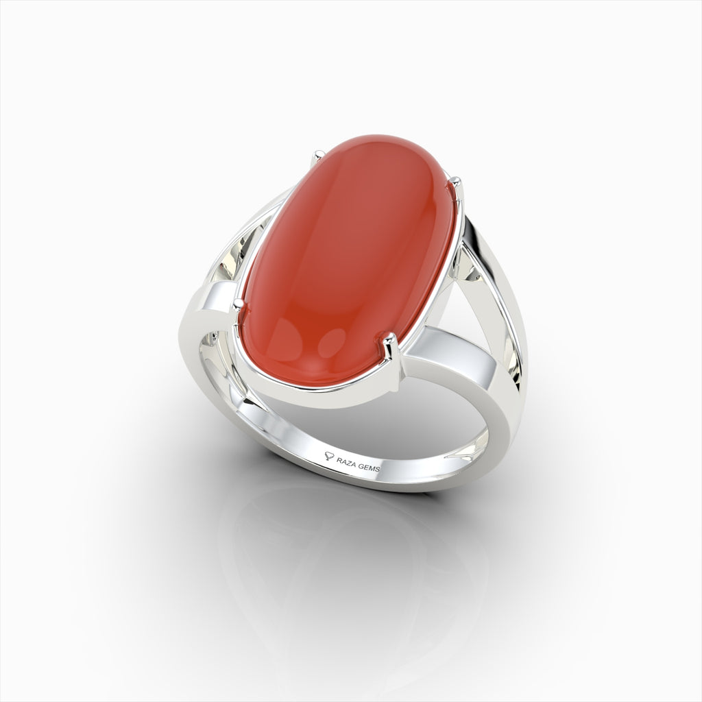 Natural Coral Ring in Capsule Shape - Alitzel