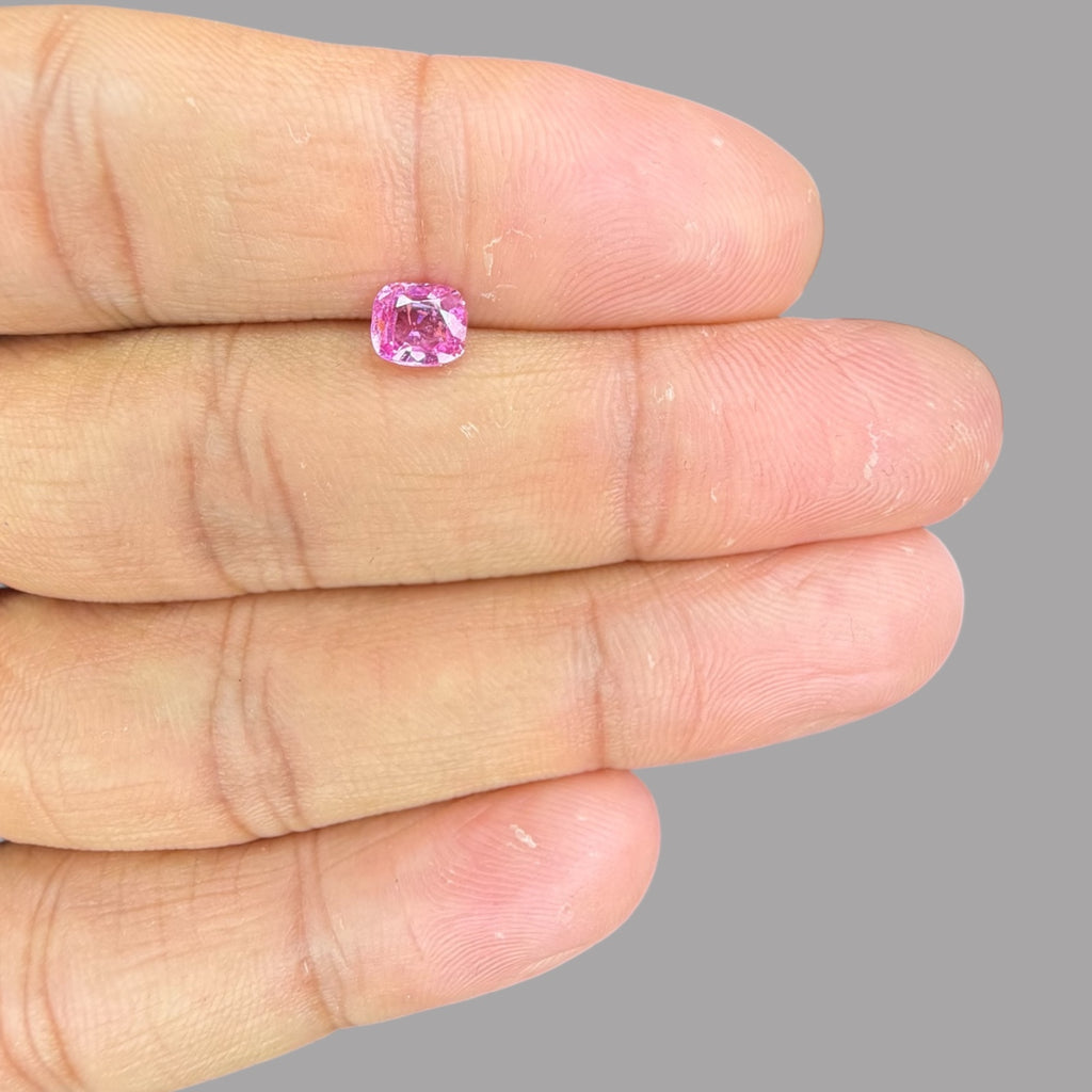 Cushion Cut Shape in Pink Sapphire Gemstone 0.84 Carats & 5.8 x 5 mm Size