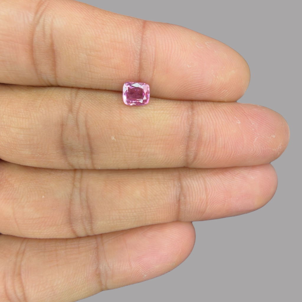 Cushion Cut Shape in Pink Sapphire Gemstone 0.86 Carats & 5.9 x 5.1 mm Size