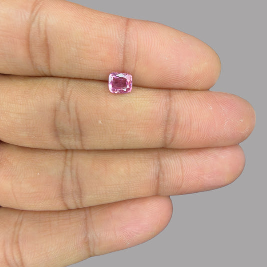 Cushion Cut Shape in Pink Sapphire Gemstone 0.86 Carats & 5.9 x 5.1 mm Size