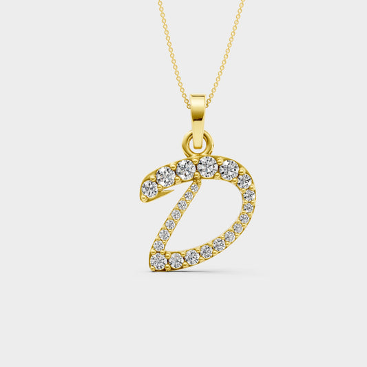 D Alphabet Gold Pendant