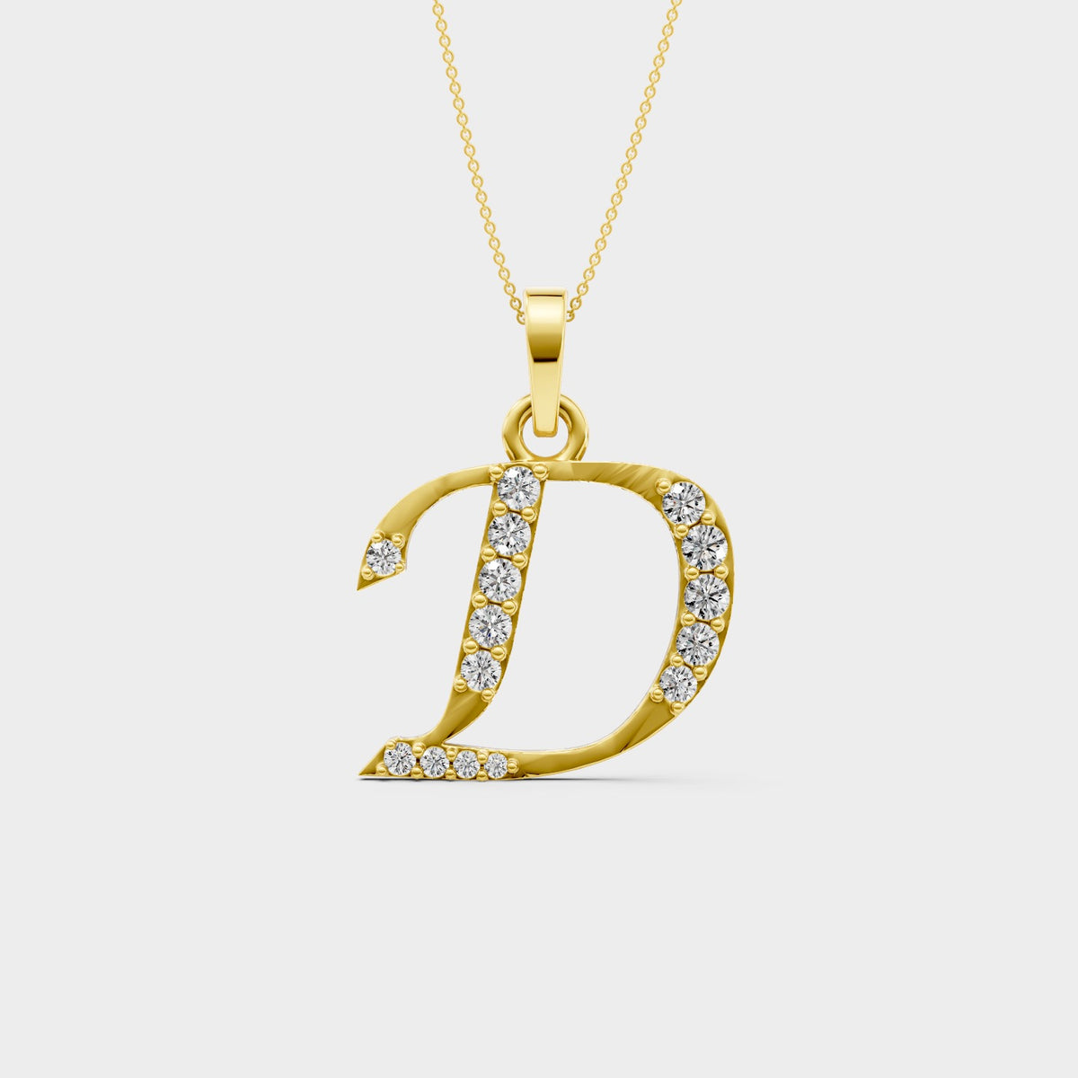 D Initial Necklace Gold