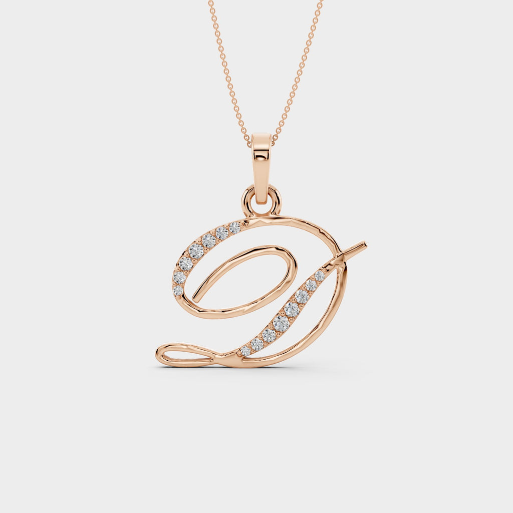 Gold D Pendant Necklace