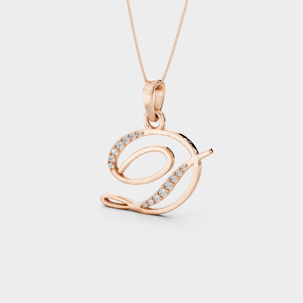 Gold D Pendant Necklace