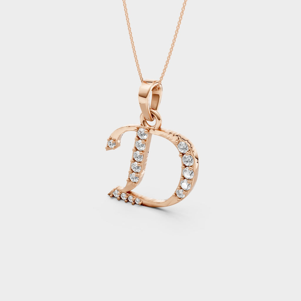 D Initial Necklace Gold