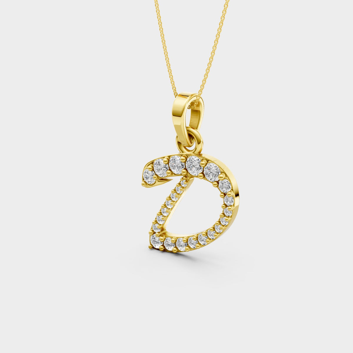 D Alphabet Gold Pendant