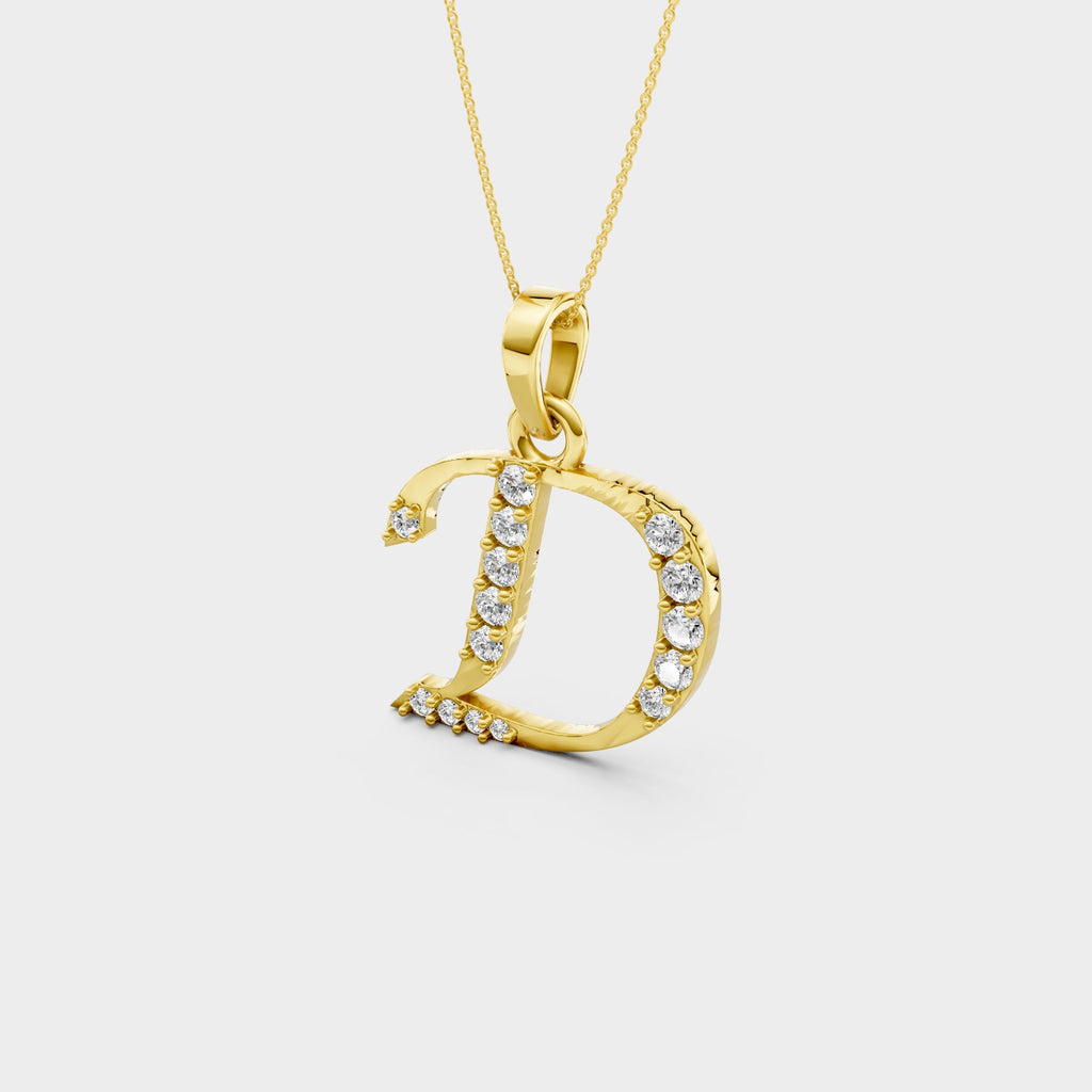 D Initial Necklace Gold