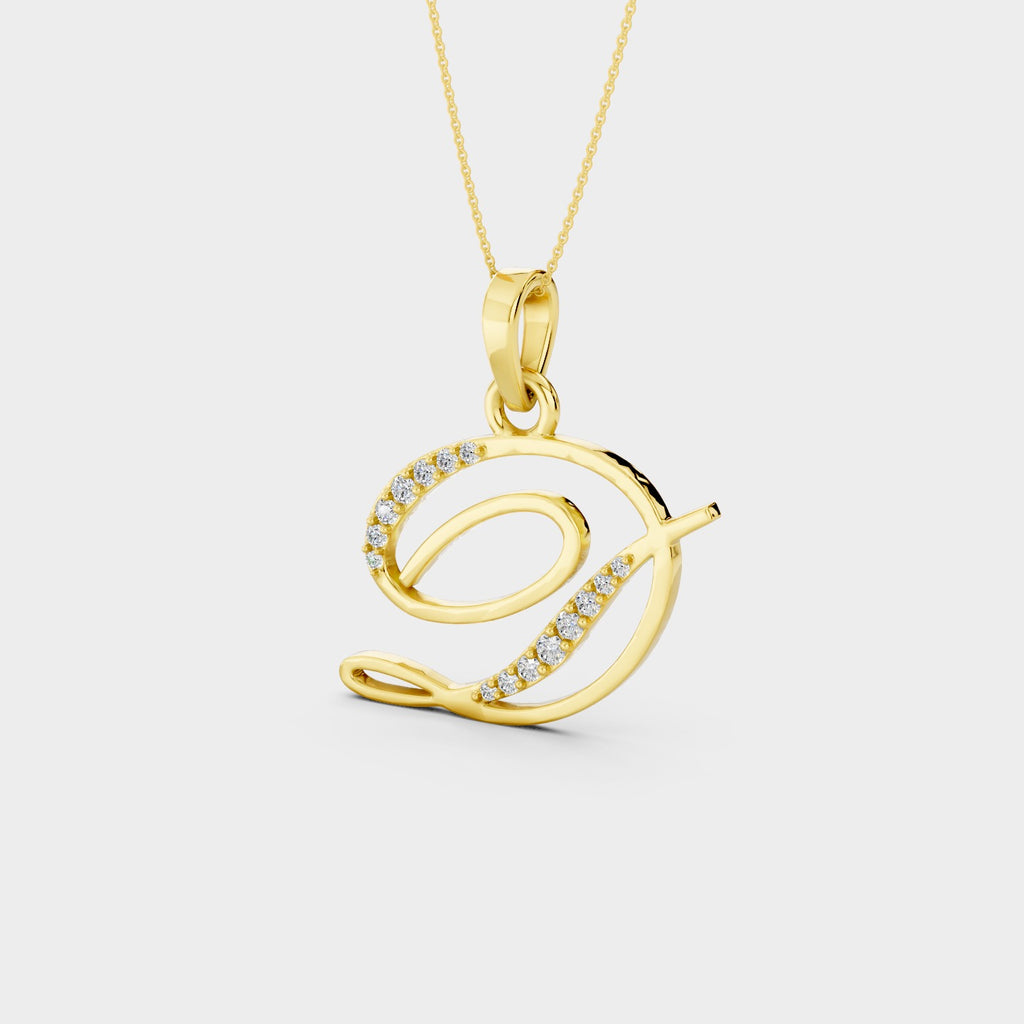 Gold D Pendant Necklace