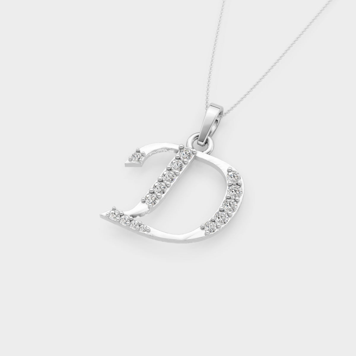 D Initial Necklace Gold