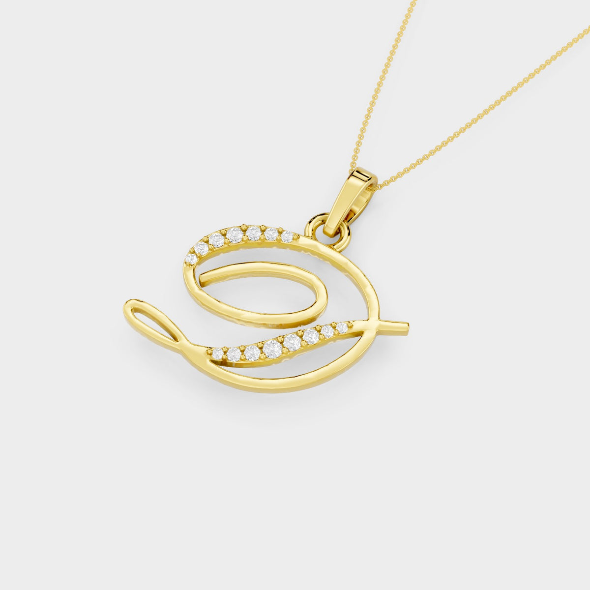 Gold D Pendant Necklace
