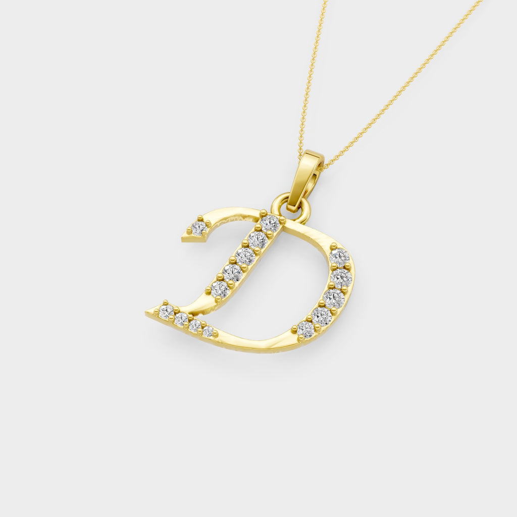 D Initial Necklace Gold