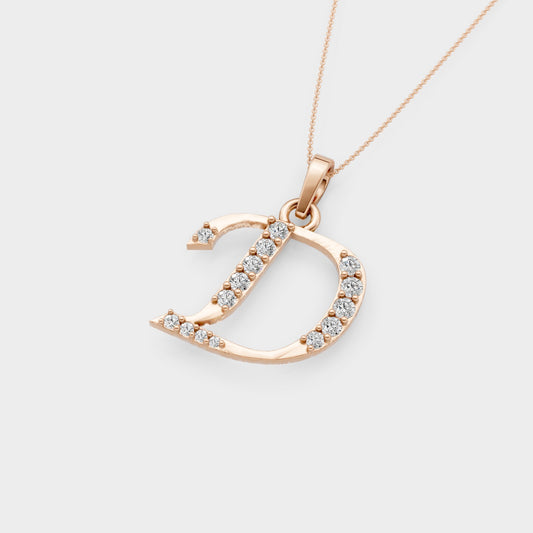 D Initial Necklace Gold