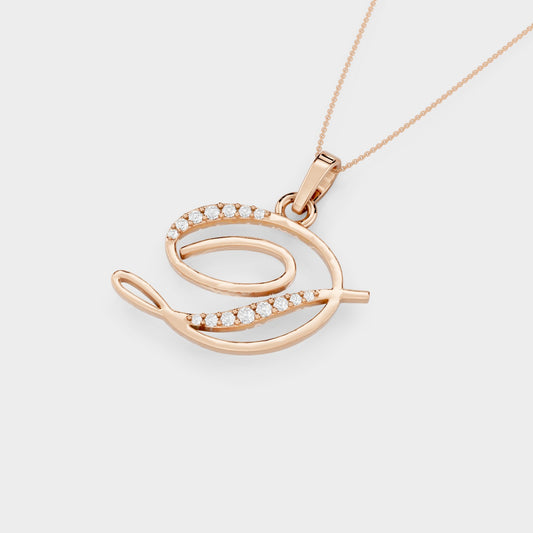 Gold D Pendant Necklace