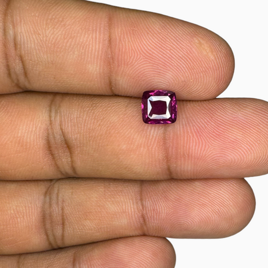 Dark Pink Sapphire Stone Cushion Cut 1.55 Carats 6.5 × 6.2 mm