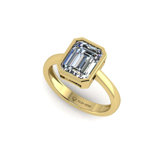 Natural Moissanite Stone Ring in 18K Yellow Gold