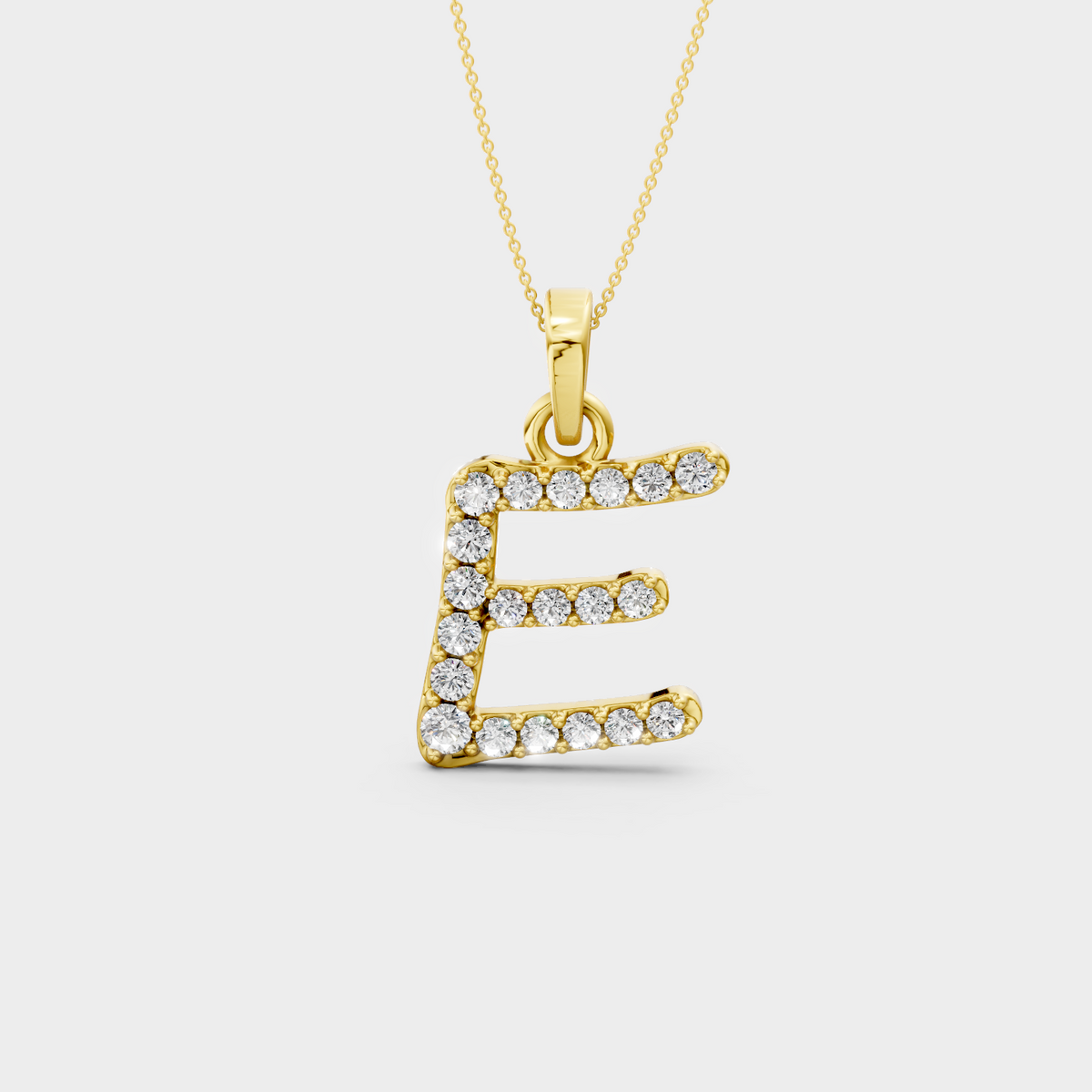 E Initial Necklace Gold