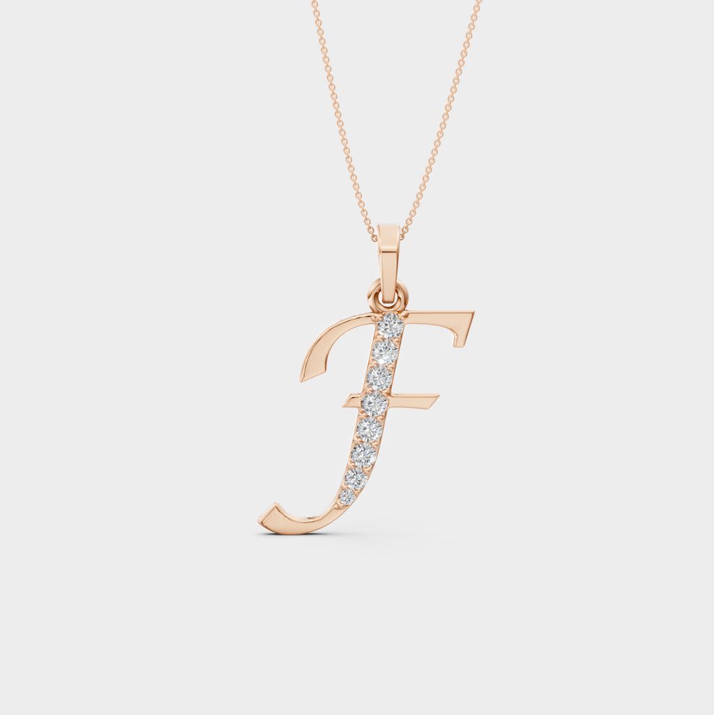 Letter F Gold Charm Necklace - Elani