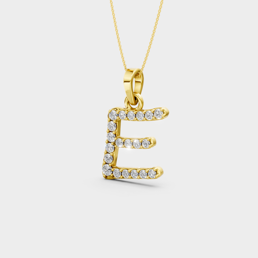 E Initial Necklace Gold