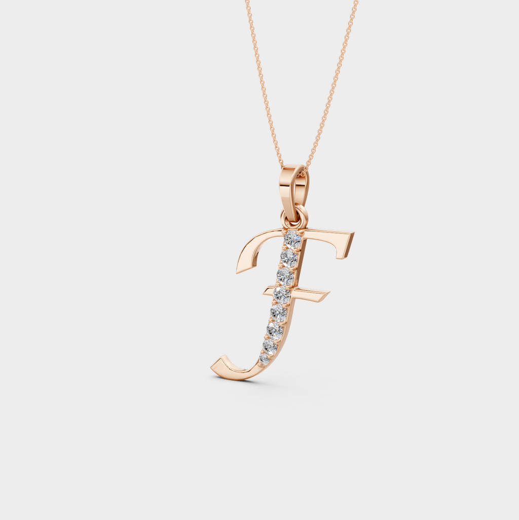 Letter F Gold Charm Necklace - Elani