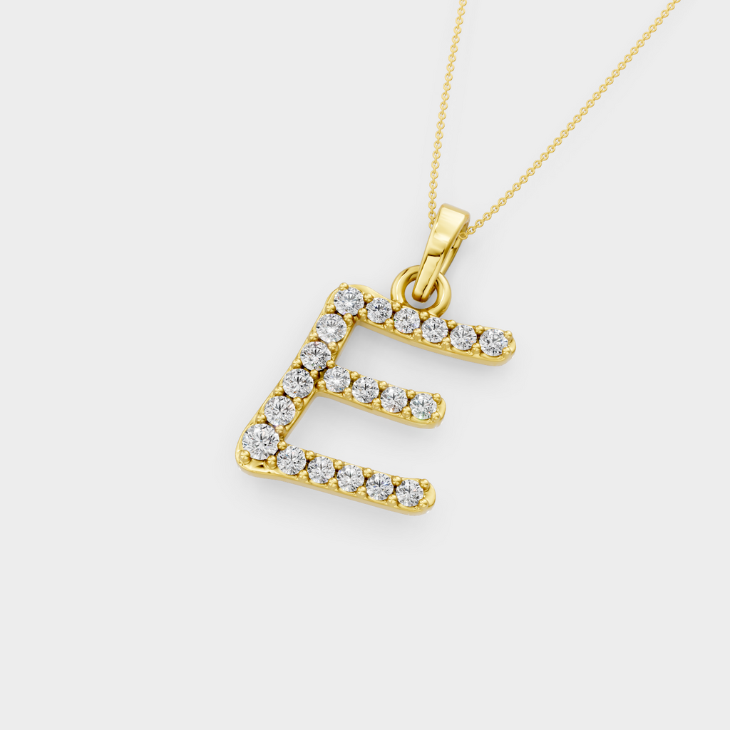 E Initial Necklace Gold